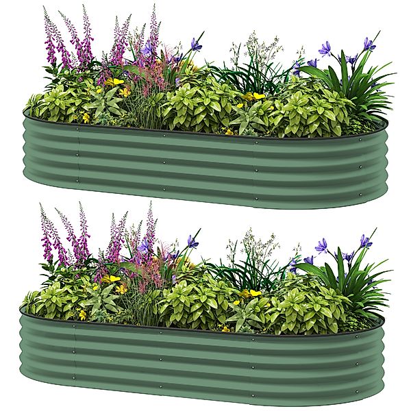 Outsunny 2er-Set Hochbeet aus Stahl, Pflanzbeet Frühbeet Gartenbeet Blumenk günstig online kaufen