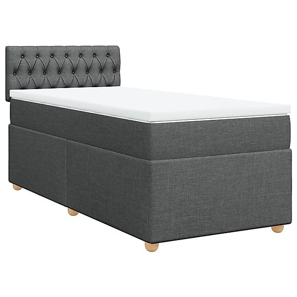 vidaXL Boxspringbett, Boxspringbett mit Matratze Dunkelgrau Stoff günstig online kaufen