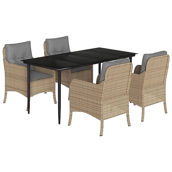 vidaXL 5-Tlg Garten-Essgruppe mit Kissen Beige Poly Rattan 3211979 günstig online kaufen