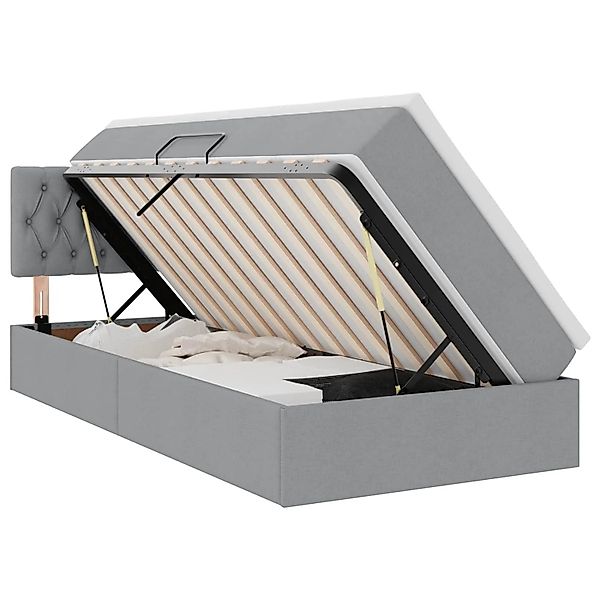 vidaXL Bett mit Stauraum und LED mit LED Hellgrau 100 x 200 cm Stoff 337118 günstig online kaufen