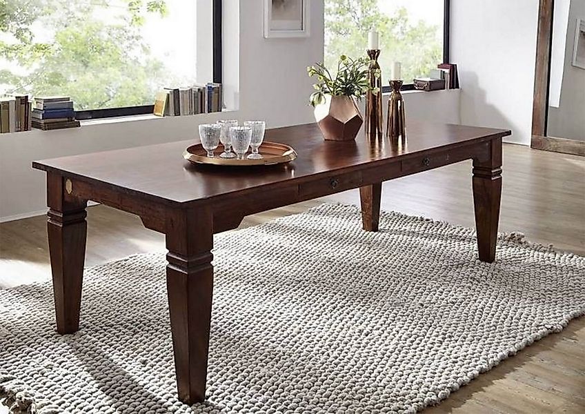 Massivmoebel24 Esstisch Esstisch Akazie 200x100x76 nougat lackiert OXFORD # günstig online kaufen