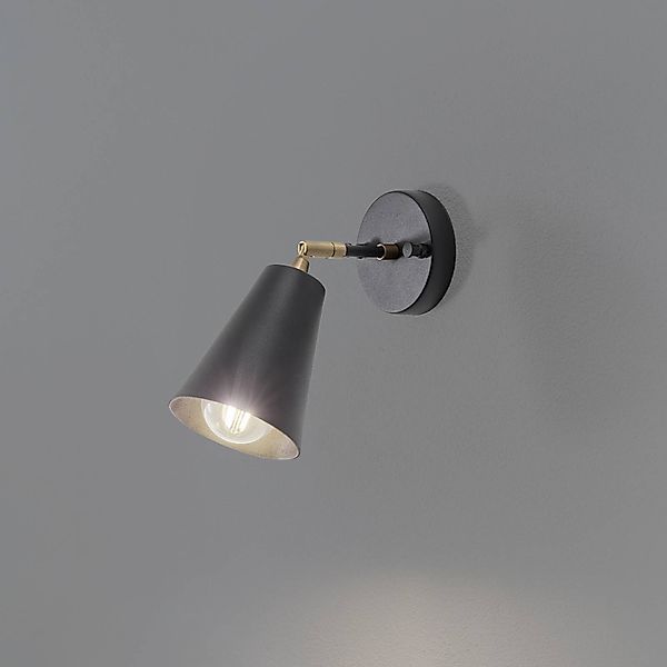 Wandleuchte Evander, schwarz/gold, Metall, Höhe 21 cm, E27 günstig online kaufen