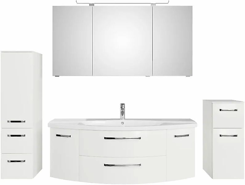 Saphir Badmöbel-Set "Serie 4010 4-teilig Keramik-Waschtisch mit LED-Spiegel günstig online kaufen