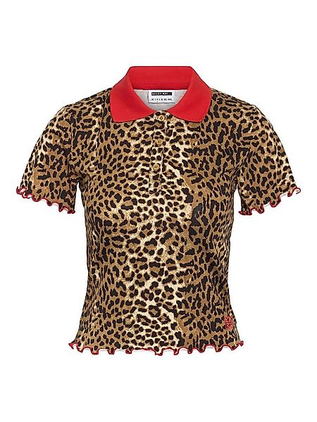Noisy may T-Shirt Stylisches Leopardenmuster mit auffälligem Kragen (1-tlg) günstig online kaufen