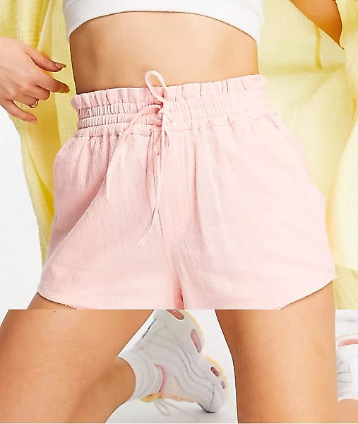 New Look – Shorts mit Rüschendetail in Rosa günstig online kaufen