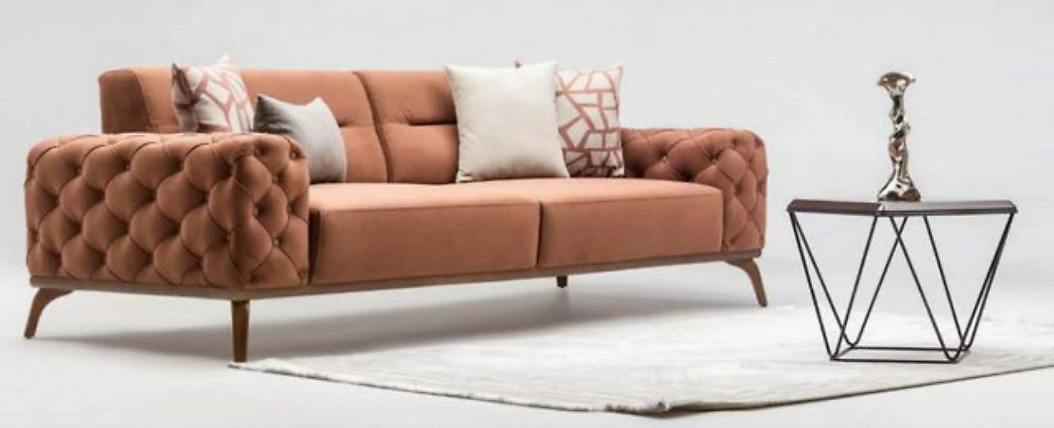 JVmoebel Sofa Dreisitzer Sofa 3 Sitzer Stoffsofa Polstersofa Orange Couch M günstig online kaufen