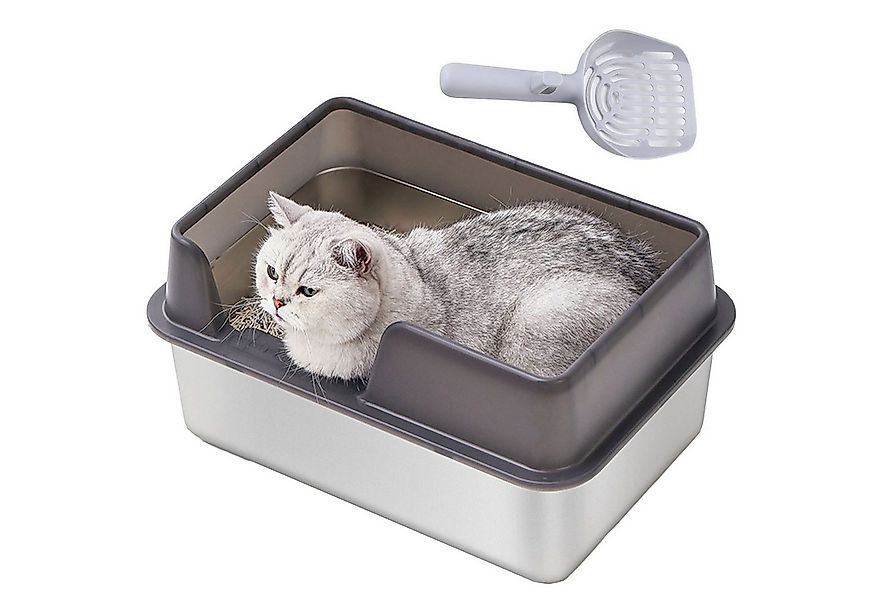 SURFOU Katzenecktoilette Katzenklo Edelstahl-Katzentoilette Spritzschutz, l günstig online kaufen