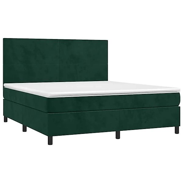 vidaXL Boxspringbett mit Matratze & LED Dunkelgrün 180x200 cm Samt 3136020 günstig online kaufen
