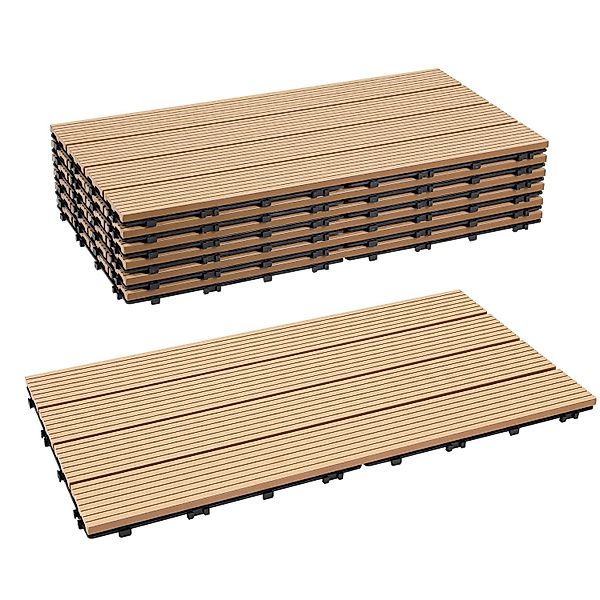 Clanmacy Holzfliesen WPC Terrassenplatte mit Drainage günstig online kaufen