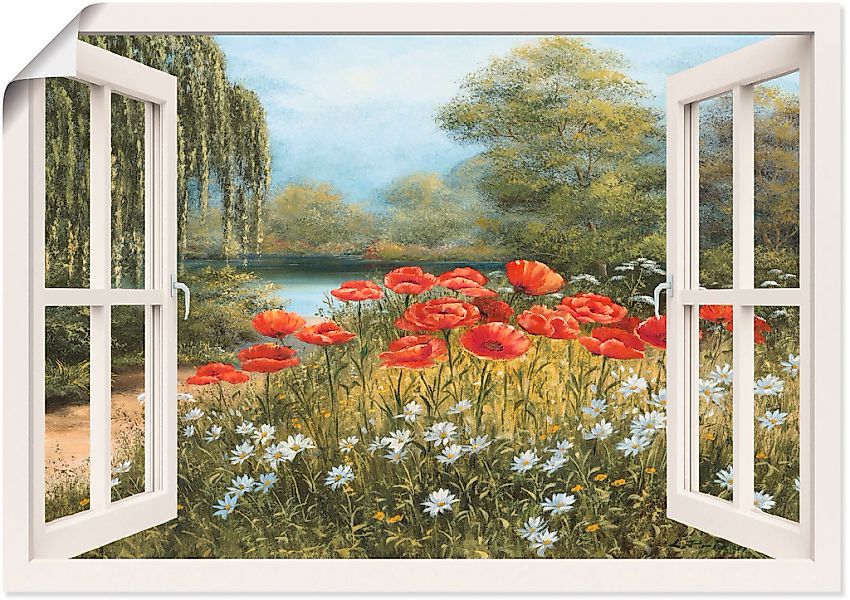 Artland Wandbild "Fensterblick Mohnwiese" Fensterblick 1 Stk. tlg. als Lein günstig online kaufen