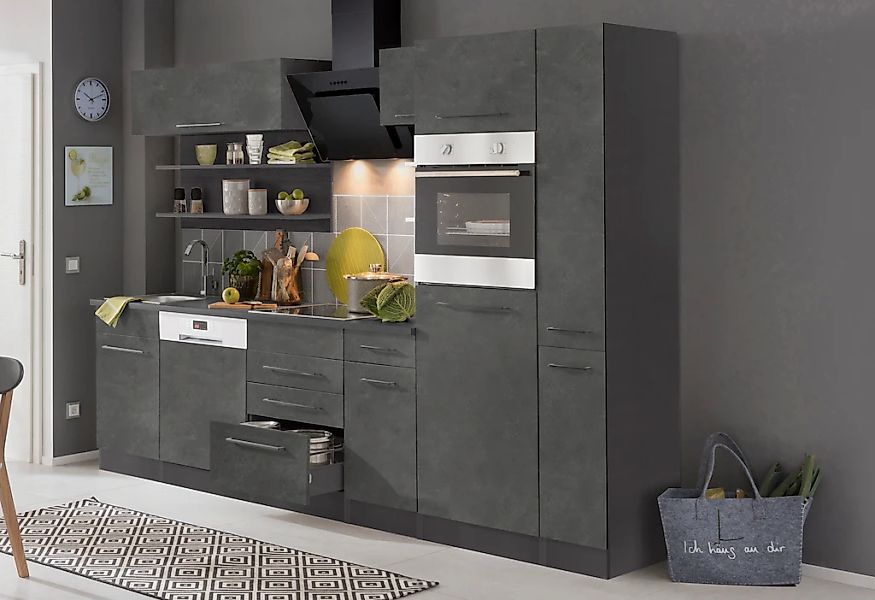 KOCHSTATION "KS-Tulsa" ohne E-Geräte, Breite 270 cm, schwarze Metallgriffe, günstig online kaufen