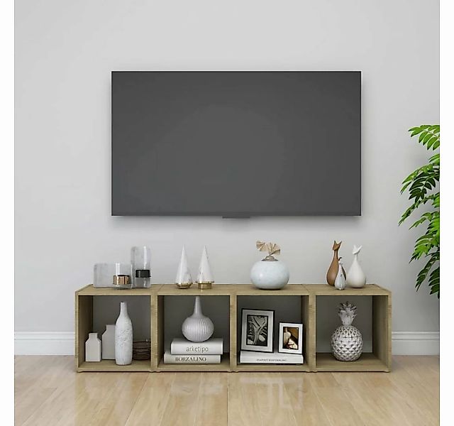 furnicato TV-Schrank TV-Schränke 4 Stk. Weiß Sonoma-Eiche 37x35x37 cm Holzw günstig online kaufen
