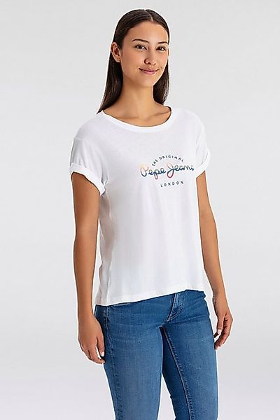 Pepe Jeans T-Shirt EVETTE mit Ämreln mit Umschlagsaum günstig online kaufen