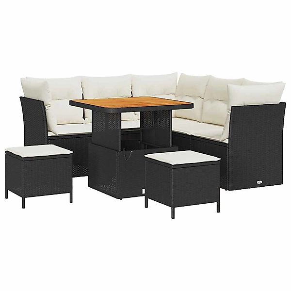 vidaXL 8-Teiliges Garten-Sofa-Set mit Kissen in Schwarz aus Poly Rattan und günstig online kaufen