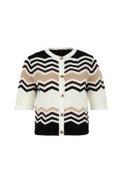 Zero Strickjacke "Damen Strickjacke mit Zickzackmuster" 1 Stk. tlg. Knopfle günstig online kaufen