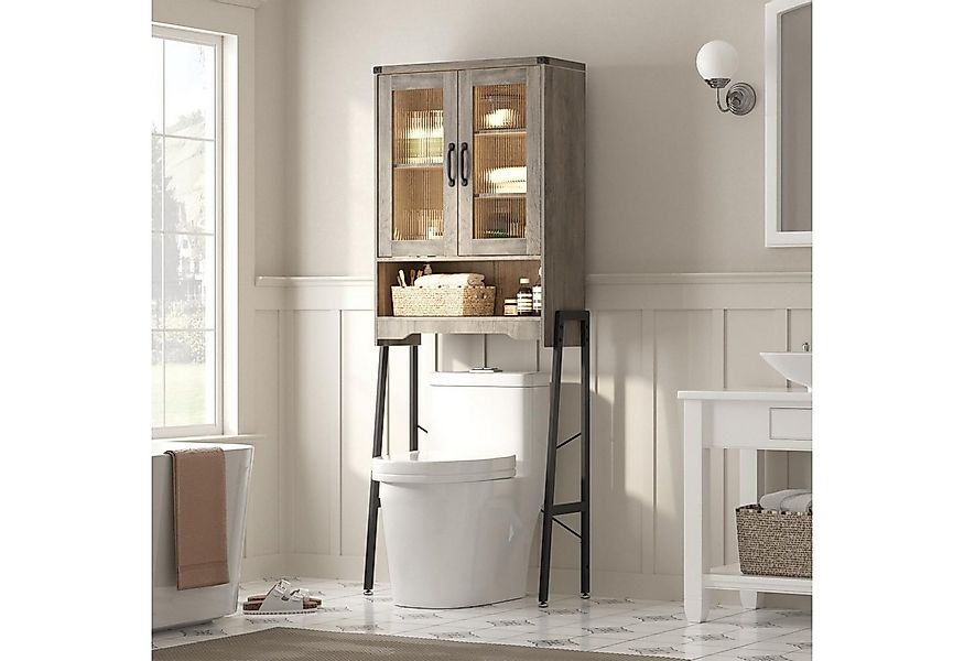 FiveWillowise Badregal Toilettenschrank Badezimmerschrank mit Glastüren und günstig online kaufen