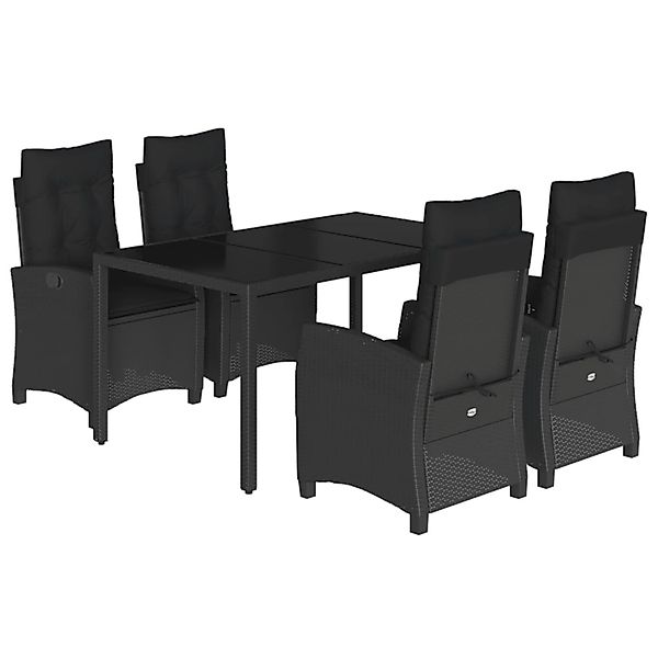 vidaXL 5-Tlg Garten-Essgruppe mit Kissen Schwarz Poly Rattan 3212638 günstig online kaufen
