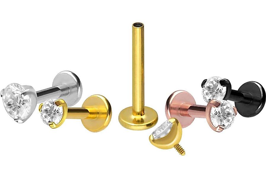 PIERCINGLINE Piercing-Set Titan Labret mit Innengewinde EINGEFASSTER KRISTA günstig online kaufen