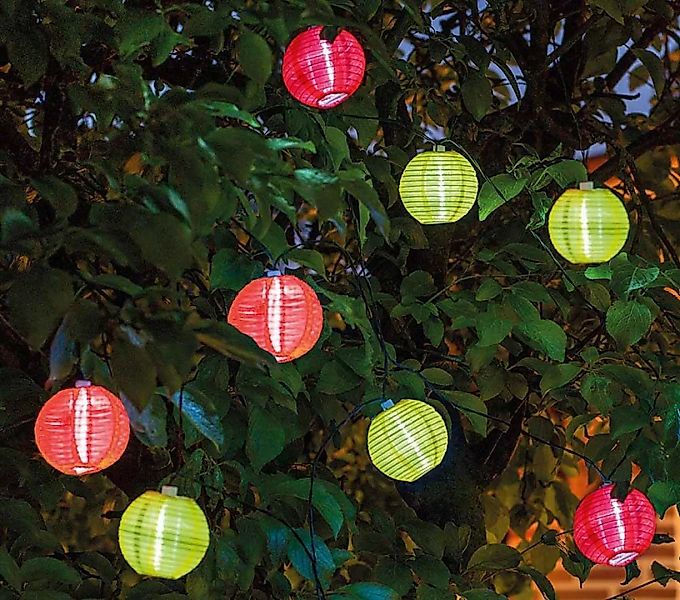 Solar Lichterkette Lampions 8 Stück Rot Gelb Pink Laternen Outdoor Garten P günstig online kaufen