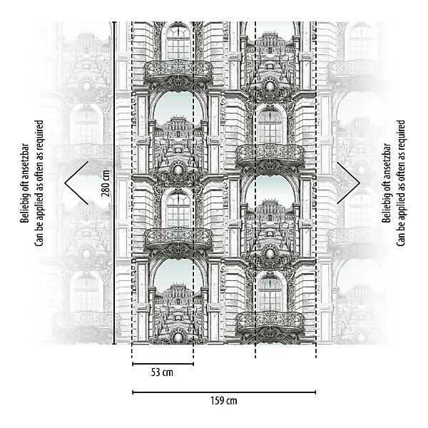 Livingwalls Fototapete Gebäude Weiß Schwarz und Grau 159 x 280 cm AS-393111 günstig online kaufen