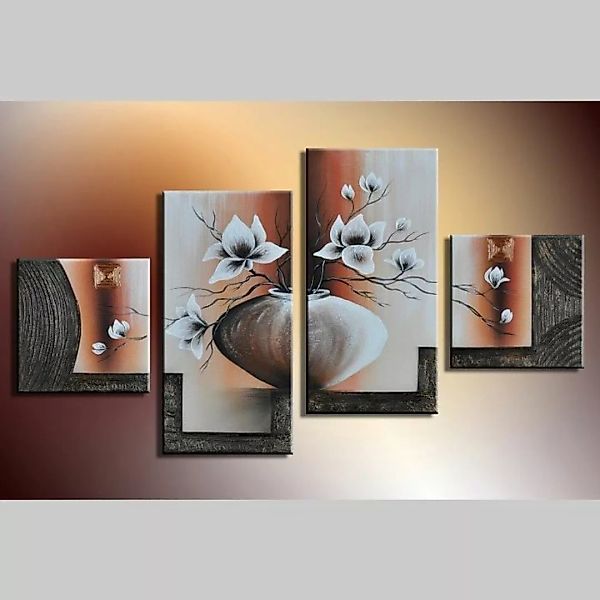4 Leinwandbilder MAGNOLIA (5) 80 x 50cm Handgemalt günstig online kaufen