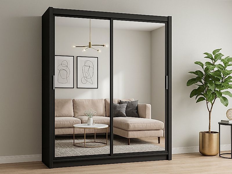 Beautysofa Kleiderschrank PARIS mit Spiegel & Kleiderstange (2-türig, viel günstig online kaufen