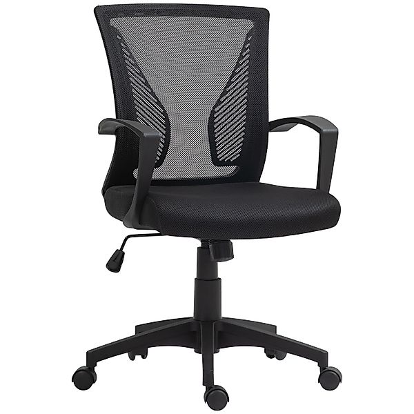 HOMCOM Bürostuhl Polyester Schaumstoff Schwarz 62L x 60B x 92-102H cm günstig online kaufen