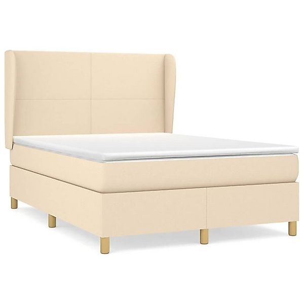 vidaXL Boxspringbett Boxspringbett mit Matratze Creme 140x200 cm Stoff Bett günstig online kaufen