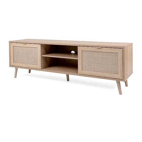 Furn.Design TV-Lowboard Eiche Sonoma mit Bast-Dekor 150 cm 2-türig Scandi N günstig online kaufen