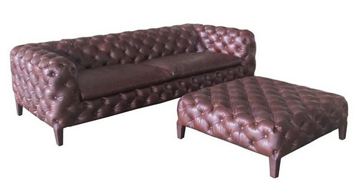 JVmoebel Sofa Chesterfield Designer Sofa Couch Polster 3Sitzer Leder Stil L günstig online kaufen