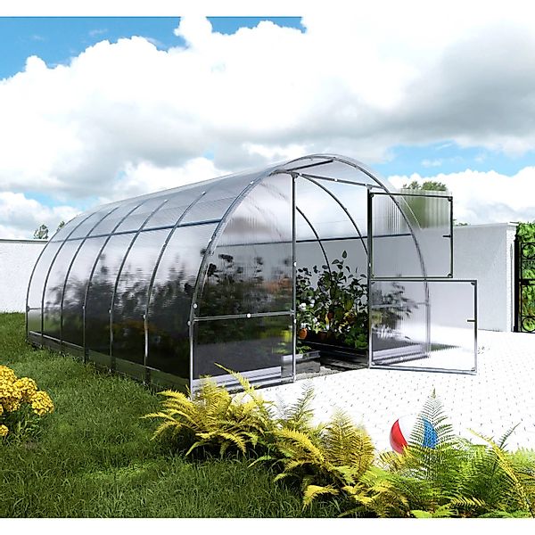 Klasika Greenhouses Easy*KLASIKA Gewächshaus 12m², 2m x 6m mit 4 mm Polycar günstig online kaufen