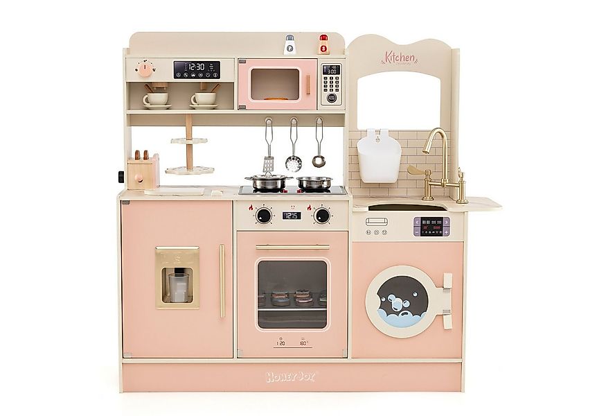 COSTWAY Spielküche Holz, Kinder Spielküche Spielset mit Toaster & Eisspende günstig online kaufen