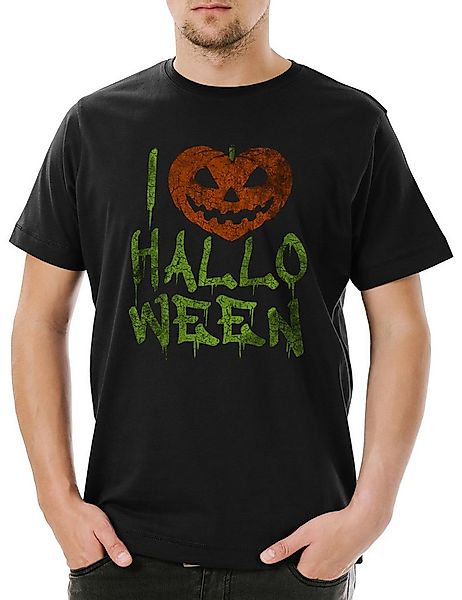 Urban Backwoods Print-Shirt I Love Halloween Herren T-Shirt Kürbis Gesicht günstig online kaufen