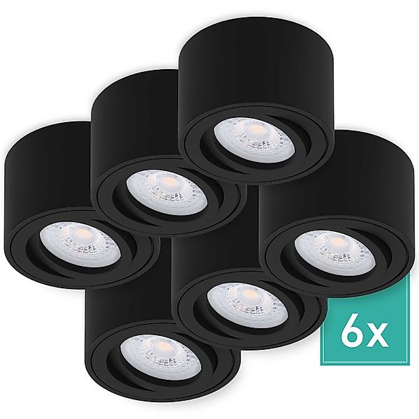 Oktaplex 6er Set Alu Deckenspot Lile S Schwenkbar inkl. LED-Module Warmweiß günstig online kaufen