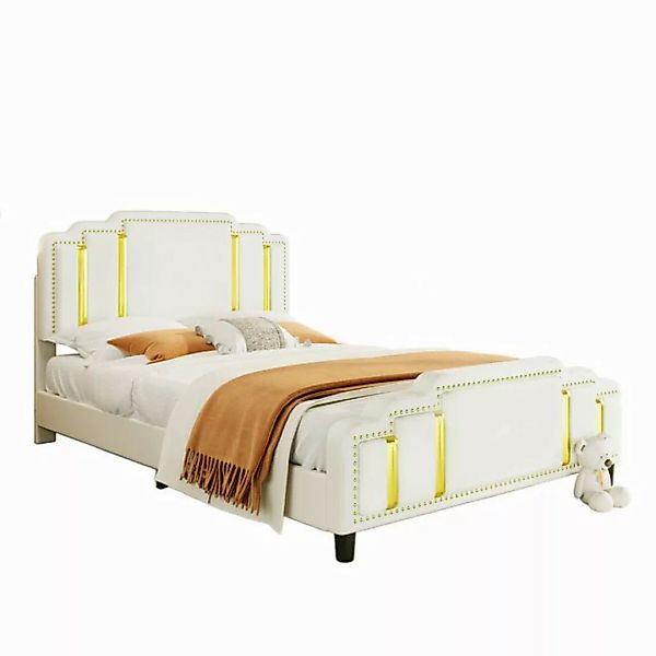 HAUSS SPOLE Polsterbett 140x200cm mit Goldstreifen, Flachbett minimalistisc günstig online kaufen