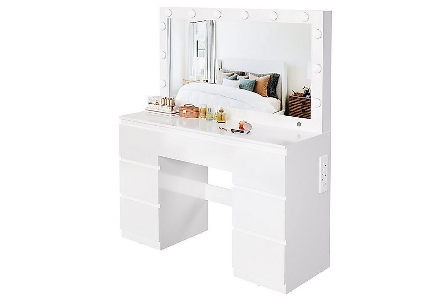 HOMALL Schminktisch Großer Schminktisch, Maße 115/120 x 40 x 140 cm, mit Sc günstig online kaufen