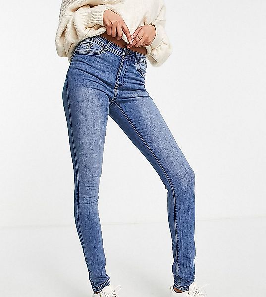 Vero Moda Tall – Tanya – Eng geschnittene Jeans in Mittelblau günstig online kaufen
