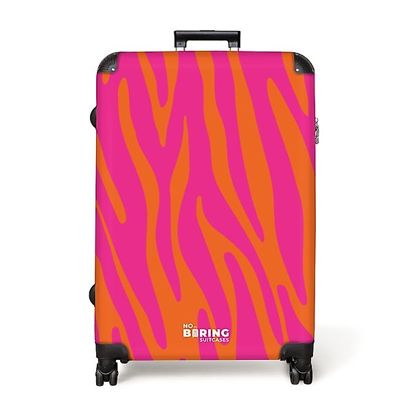 NoBoringSuitcases.com© Hartschalen-Trolley Rosa und orangefarbener Zebradru günstig online kaufen