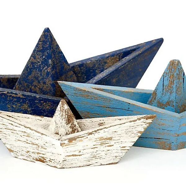 Vintage Papier Boot aus Holz Länge 25,5 cm, Höhe 10 cm, dunkelblau günstig online kaufen