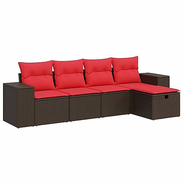 vidaXL 5-Tlg Garten-Sofagarnitur mit Kissen Braun Poly Rattan 3325670 günstig online kaufen