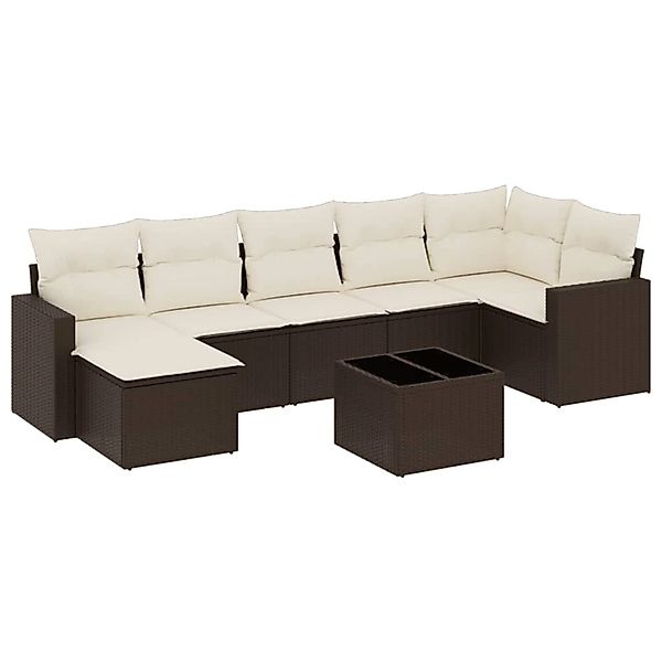 vidaXL 8-Tlg Garten-Sofagarnitur mit Kissen Braun Poly Rattan 3219283 günstig online kaufen