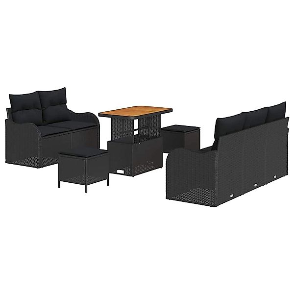 vidaXL Garten-Sofa-Set Höhenverstellbar 8-Tlg Schwarz Poly Rattan 3362209 günstig online kaufen