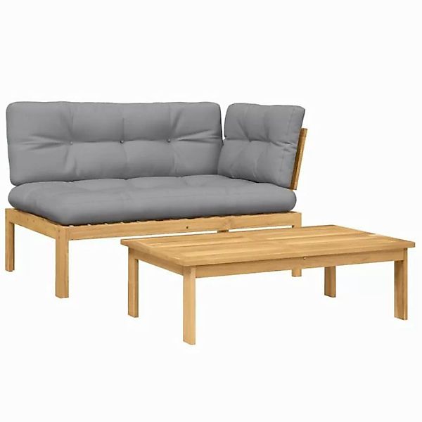 vidaXL Loungesofa 2-tlg. Garten-Sofagarnitur aus Paletten mit Kissen nholz, günstig online kaufen