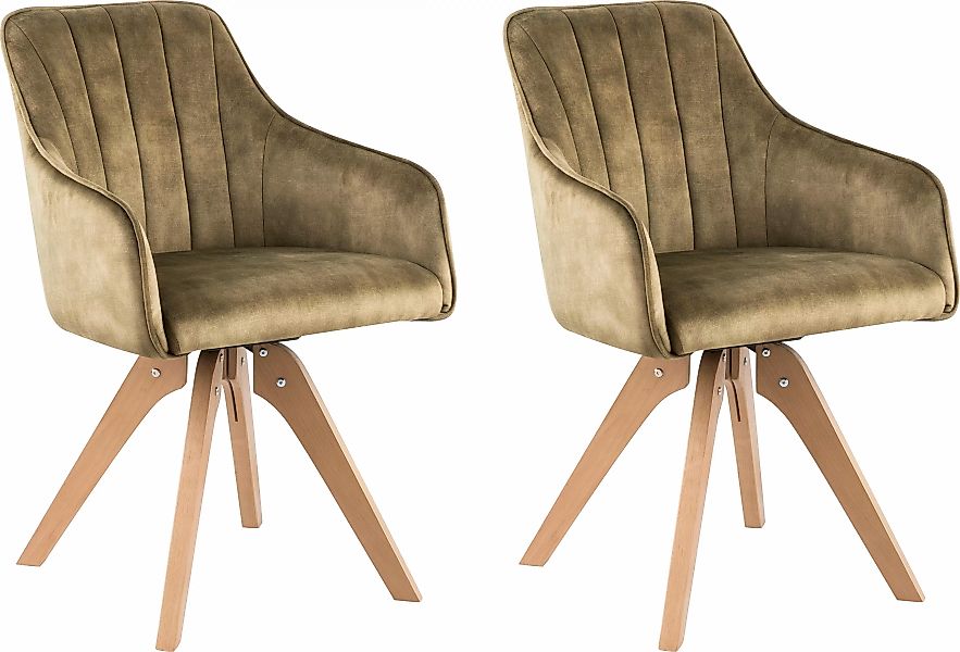 Home affaire Drehstuhl "Sa Calobra", (Set), 2 St., Samtvelours, mit Rückens günstig online kaufen