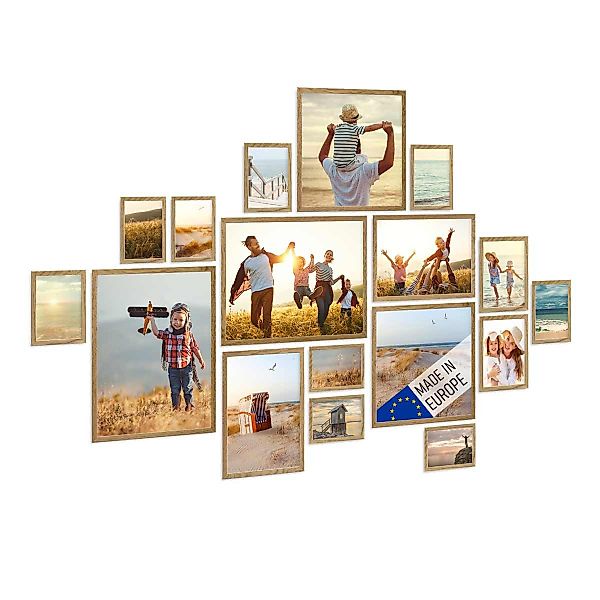 PHOTOLINI Bilderrahmen 17er Set Echtholz-Rahmen schmal, günstig online kaufen