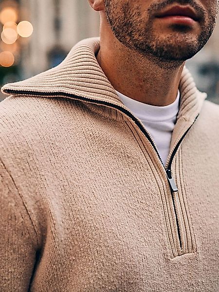 Suitable Herren Troyer aus gekochter Wolle – Ecru (Creme) - Größe L günstig online kaufen