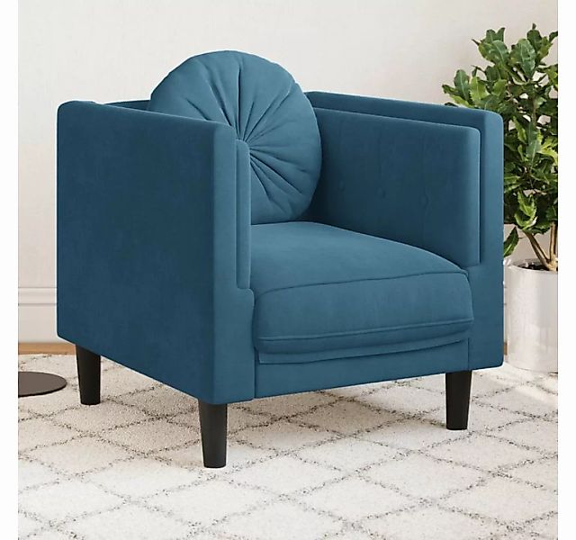 vidaXL Sofa Sessel mit Kissen Blau Samt günstig online kaufen