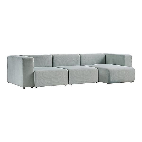 en.casa Sofa, 3 Teile, »Suldal« 3-Sitzer Modulsofa mit Longchair Cord Hellb günstig online kaufen