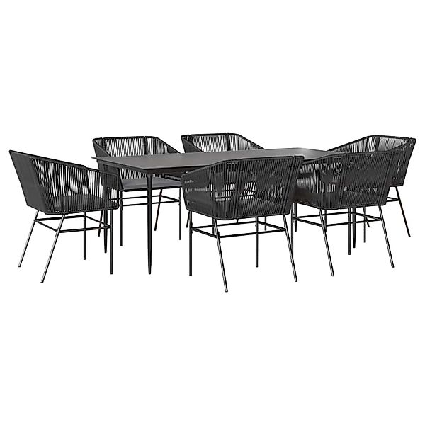vidaXL 7-Tlg Garten-Essgruppe mit Kissen Schwarz Poly Rattan Glas 3334518 günstig online kaufen