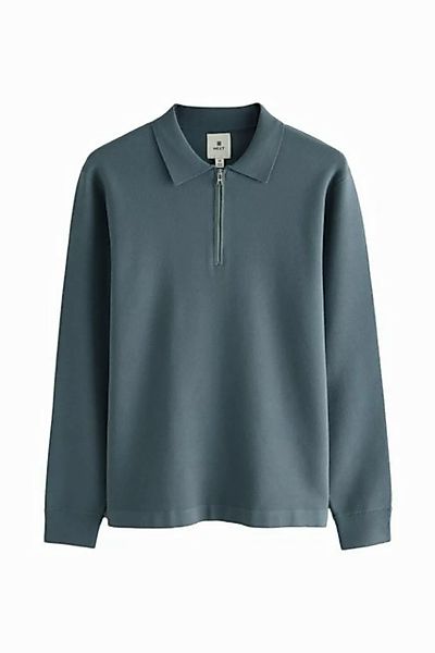 Next Langarm-Poloshirt Langärmeliges Polo-Shirt Feinstrick Reißverschluss ( günstig online kaufen